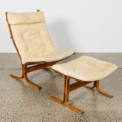 A Vintage Siesta High Back Chair And Footstool by Ingmar Relling for Westnofa