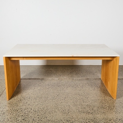 A Marble and Wood Dining Table by Grant Bailey