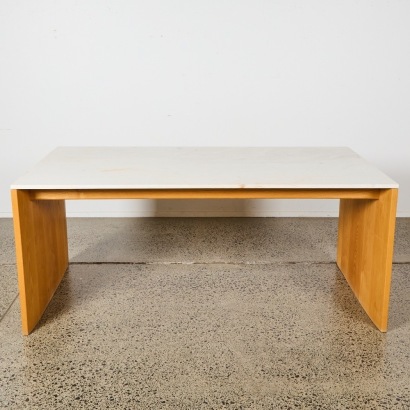 A Marble and Wood Dining Table by Grant Bailey