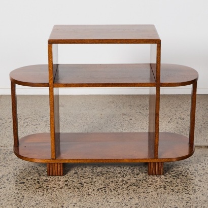 An Art Deco Solid Oak Wood Side Table