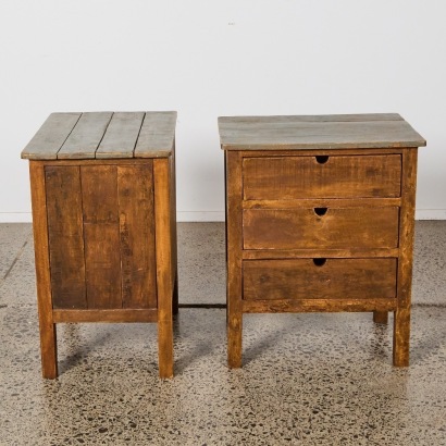 A Pair of Rustic Wooden Bedsides from Citta