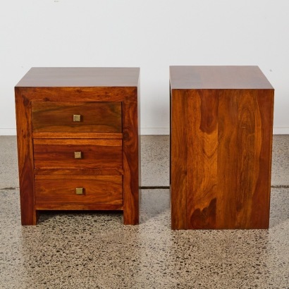 A Pair of Solid Wood Bedside Cabinets
