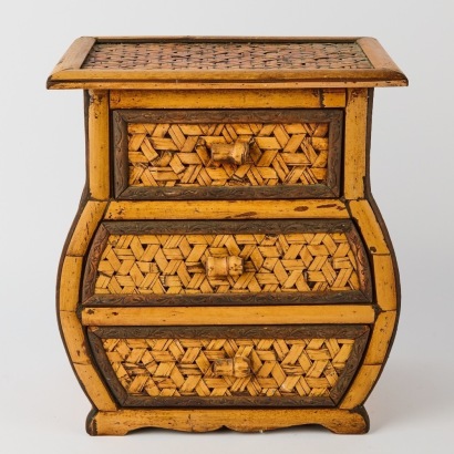 A Vintage Small Bamboo and Rattan Set of Drawers