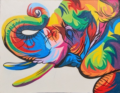 A Large Pop Art Painting of An Elephant