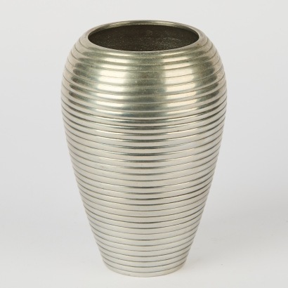 An Aluminium Ribbed Vase