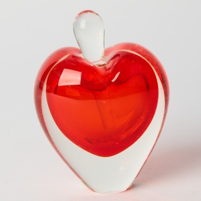 A Murano Heart Shaped Glass Perfume Bottle