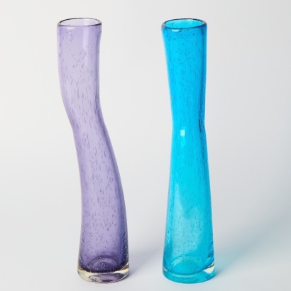 A Pair of Retro Hand Blown Glass Vases