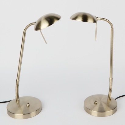 A Pair of Modern Brushed Chrome Table Lamps
