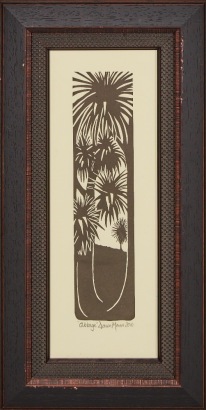 A Dawn Mann Linocut Print Cabbage Tree 2010