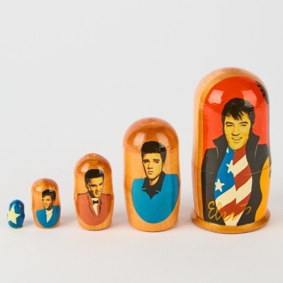A Vintage Elvis Presley Set of Matryoshka Dolls