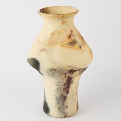 A Raku Fired Tall Vase
