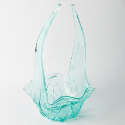 A Keith Mahy Style Handblown Art Glass Basket
