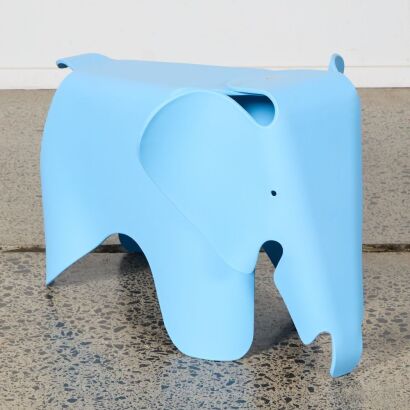 An Eames Style Elephant Stool in Blue