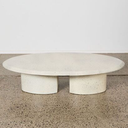 A Contemporary Oval Staggered Coffee table Set