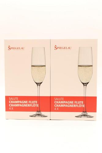 *(2) Spiegelau Salute 4 pack Champagne Flutes (GB), 8 Glasses sold as One Lot. RRP: $180