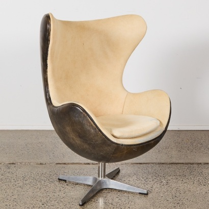 A Leather And Hide Egg Chair by Restoration Hardware Copenhagen