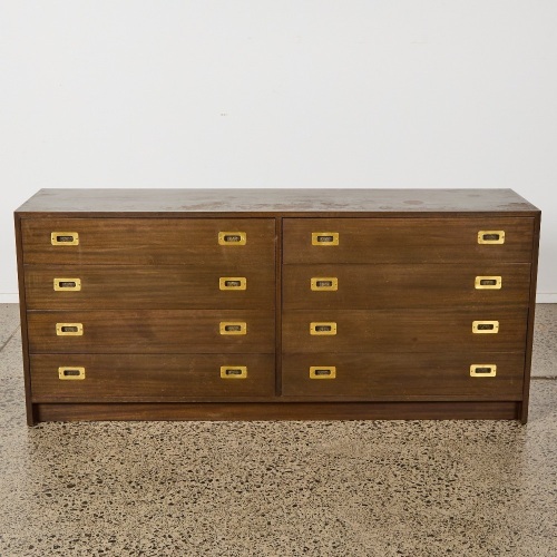 A Danske M&oslash;bler Mid-Century Teak Lowboy With Brass Hardware AF