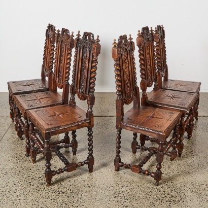 A Set of Six Victorian High Back Chairs