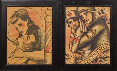 A Pair of Framed Tattoo Art Posters