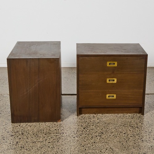 A Pair of Danske M&oslash;bler Mid-Century Teak Bedside Drawers With Brass Hardware AF