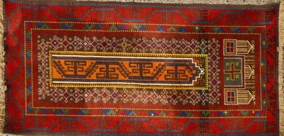 A Machine Knit Afghan Baluch Rug