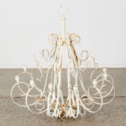 A Large Rustic Ceiling Hung Candelabra