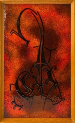 A Framed Retro Enamel Tile