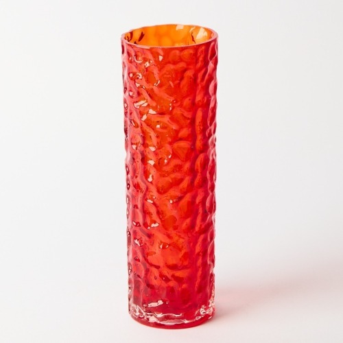 A Whitefriars Ruby Bark Vase by Geoffrey Baxter