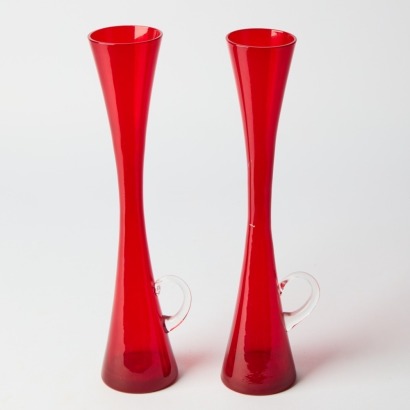 A Pair of Tall Swedish Art Glass Flasks