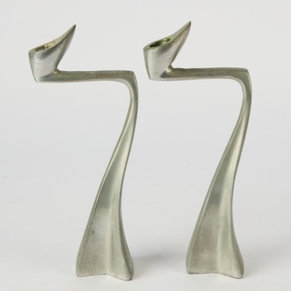 A Pair of Matthew Hilton Swan Candle Holders