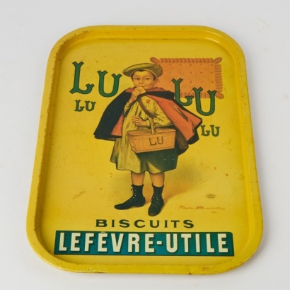 A French Lulu Biscuits Tin Advertising Tray