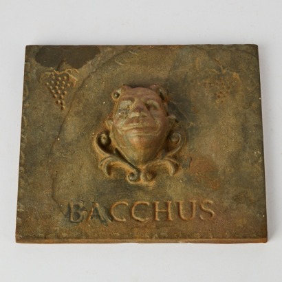 A Cast Iron Bacchus God of Wine Plaque