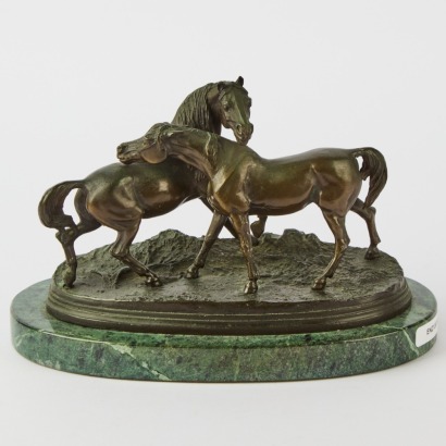 A Vintage Bronze Sculpture "L'Accolade" After Pierre-Jules Mene