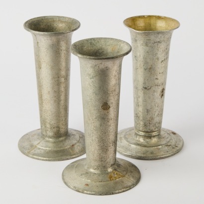 A Group of Three Cast Aluminium Flower Vases, Nz Made