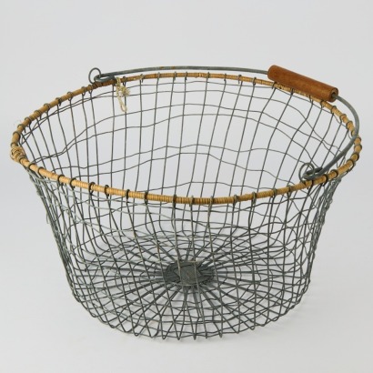 A Large French Wire Basket With Handle