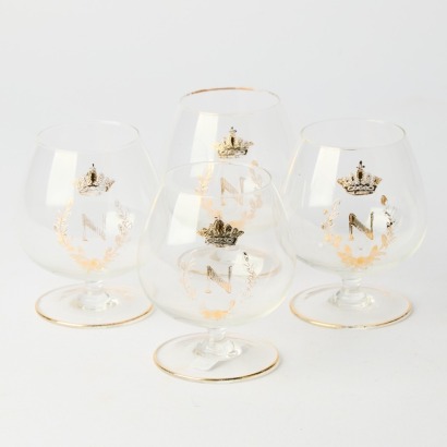 A Set of Four Vintage Napoleon Brandy Snifter Glasses