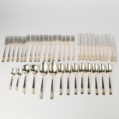 A Collection of Forty Vintage Coronation Pattern Cutlery Silver Plate