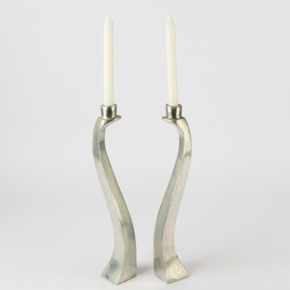 A Pair of Matthew Hinton Swan Candle Holders