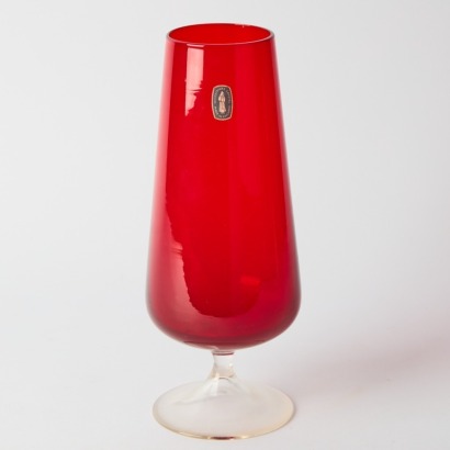 A Vintage Whitefriars Red Crystal Vase