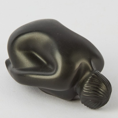A Lalique Black Crystal Nu Feuille Figure By Marie-Claude Lalique