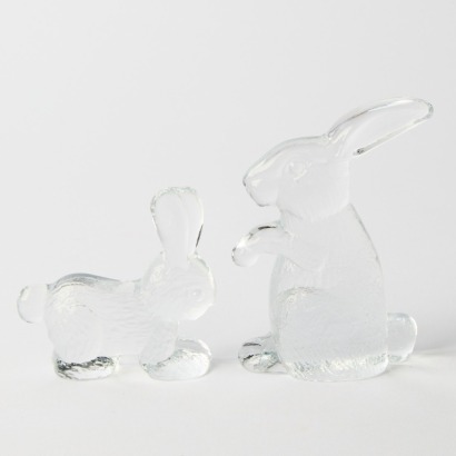 A Pair Of Kosta Boda Glass Rabbits
