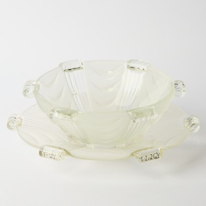 A Set of Art Deco Frosted Glass Bowl And Dish