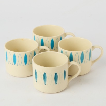 A Set of Four Crown Lynn Blue Tango Cups