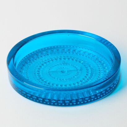 A Nuutajarvi Kastehelmi Cobalt Blue Glass Dish By Oiva Toikka