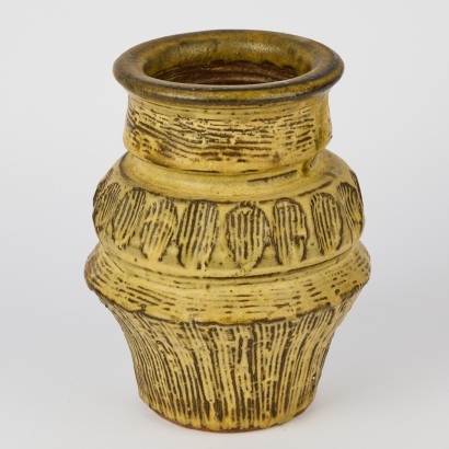 A Large Wilf Wright Hand Built Stoneware Vase In A Dolomite Glaze
