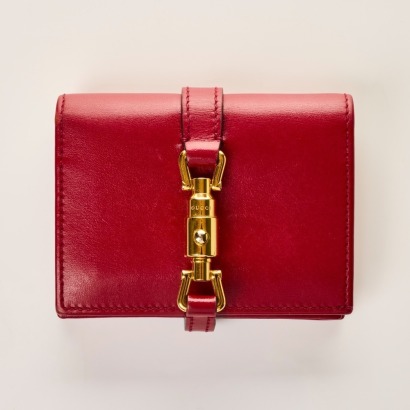 Gucci, Red Jackie Card Case Wallet with Box