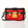 Louis Vuitton, Coquelicot / Black Epi Leather Petite Malle Bag