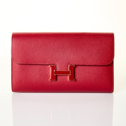 Herm&egrave;s, Rouge Grenat Epsom Constance Long Wallet