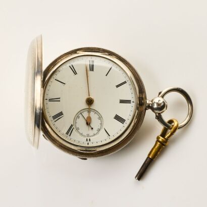 Sterling Silver, 51mm Full Hunter Pocket Watch by William Ehrhardt Birmingham & Hatton Garden, London, circa 1903