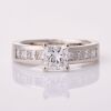 Victor Azzopardi, 18ct White Gold, Modern, 1.07ct Princess Cut / .60ct Diamond Set Shoulders Ring, GIA certified